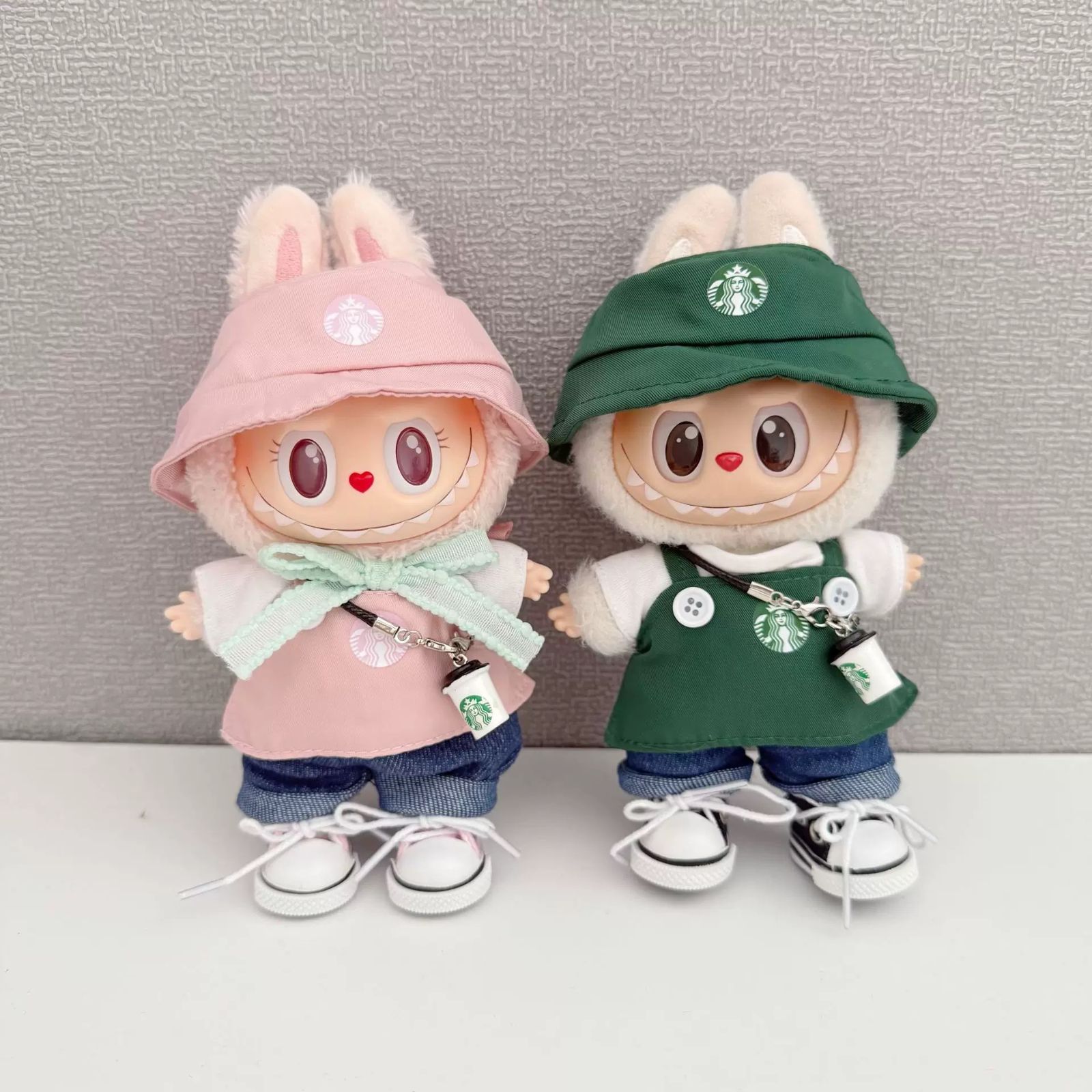ラブブ コスチューム LABUBU ぬい服 ラブブ着せ替え服 黒白ピンク3色あり ラブブ服 LABUBUぬいぐるみ着 ぬい服 ラブブ着せ替え服 2点