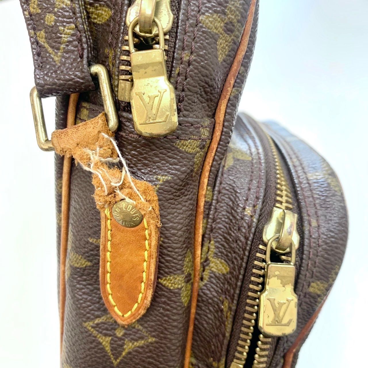 【訳あり品⭐️LOUIS VUITTON】 ルイヴィトン  アマゾン　 ショルダーバッグ　 モノグラム総柄　 ブラウン ヌメ革 レザーキャンバス　  （AYA）