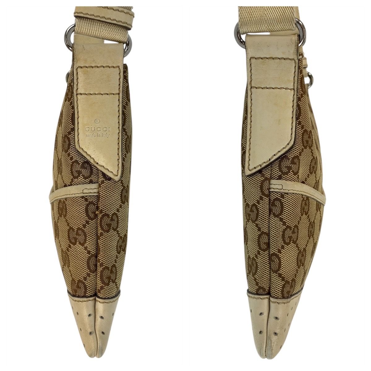 GUCCI グッチ ベージュ ホワイト シルバー金具 GGキャンバス