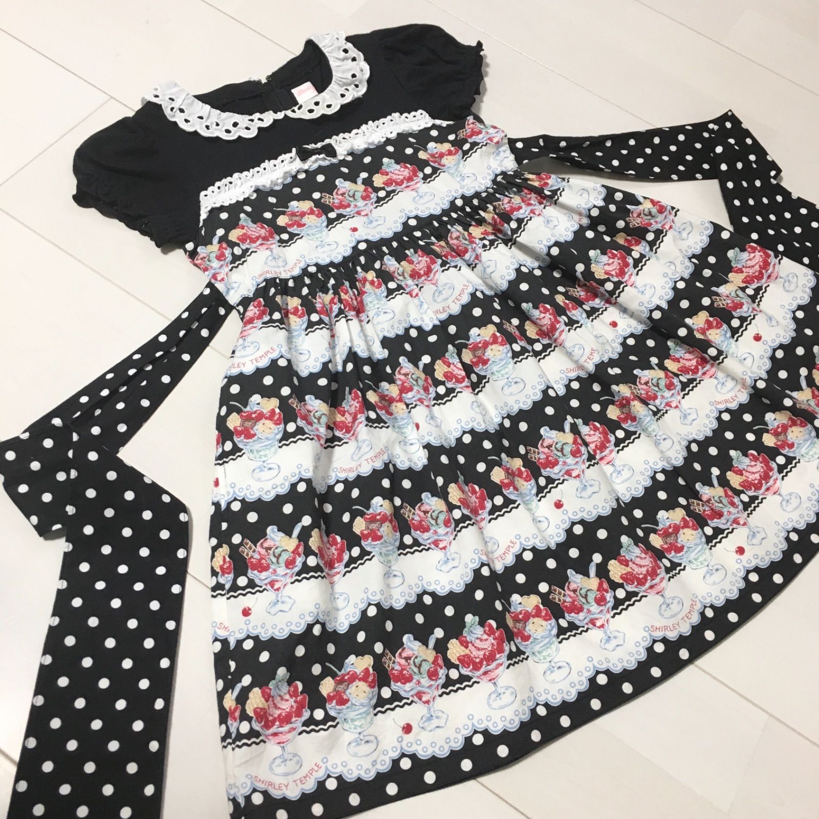 シャーリーテンプル パフェワンピース 黒 ドレス サイズ120 キッズ 子供服 シャーリーテンプル パフェ120