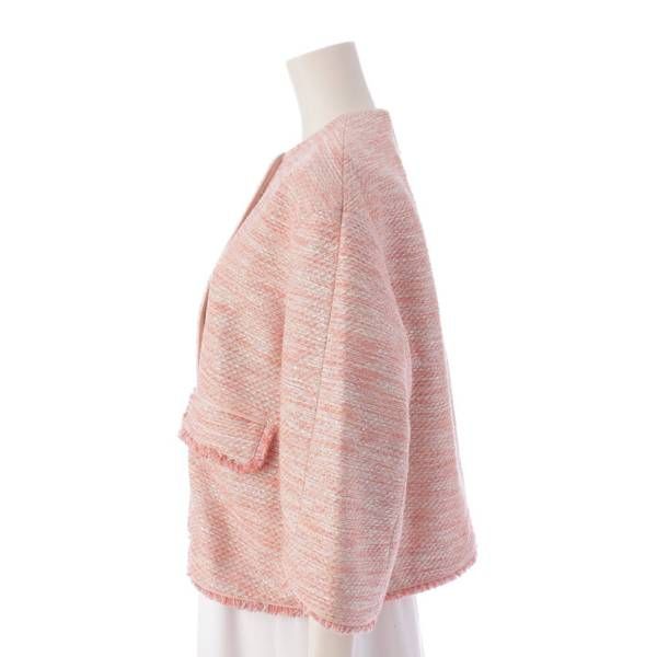 DRAWER◇ツイードフリンジテーラードジャケット/38/ウール/ピンク/6522