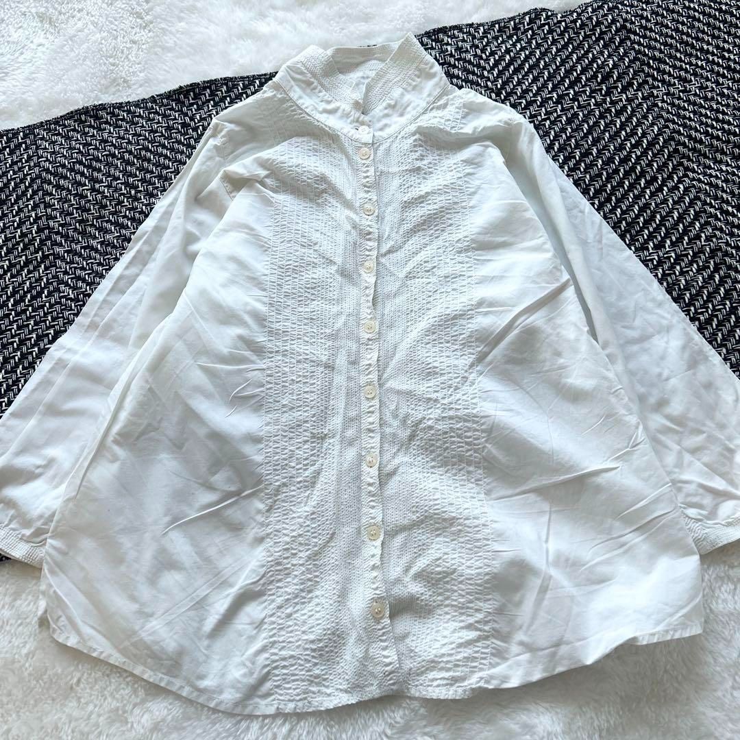ヤッコマリカルド ピンタック ブラウス シャツ ホワイト