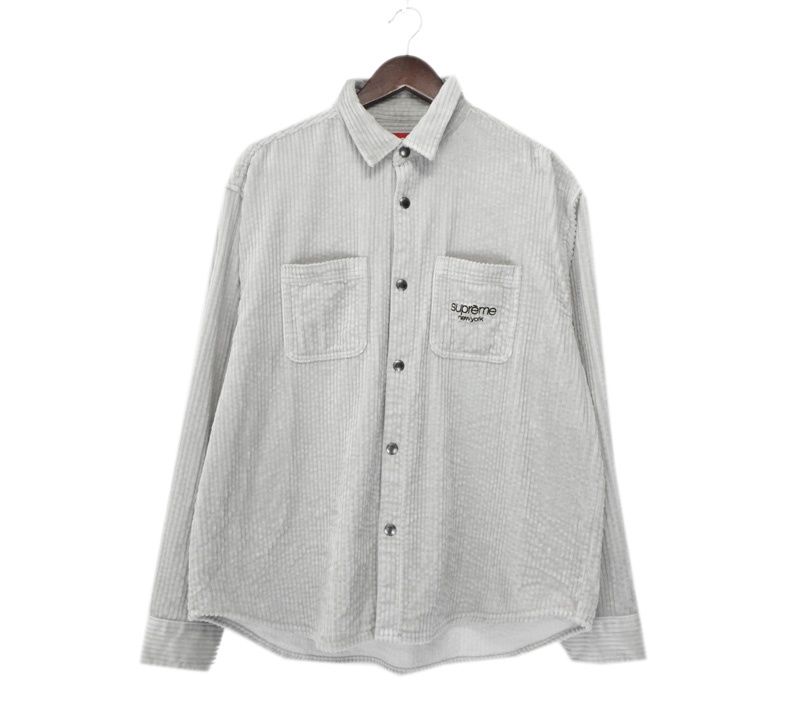 シュプリーム Supreme 24SS Wide Wale Corduroy Snap Shirt ロゴ 刺繍 コーデュロイ スナップ シャツ h4193