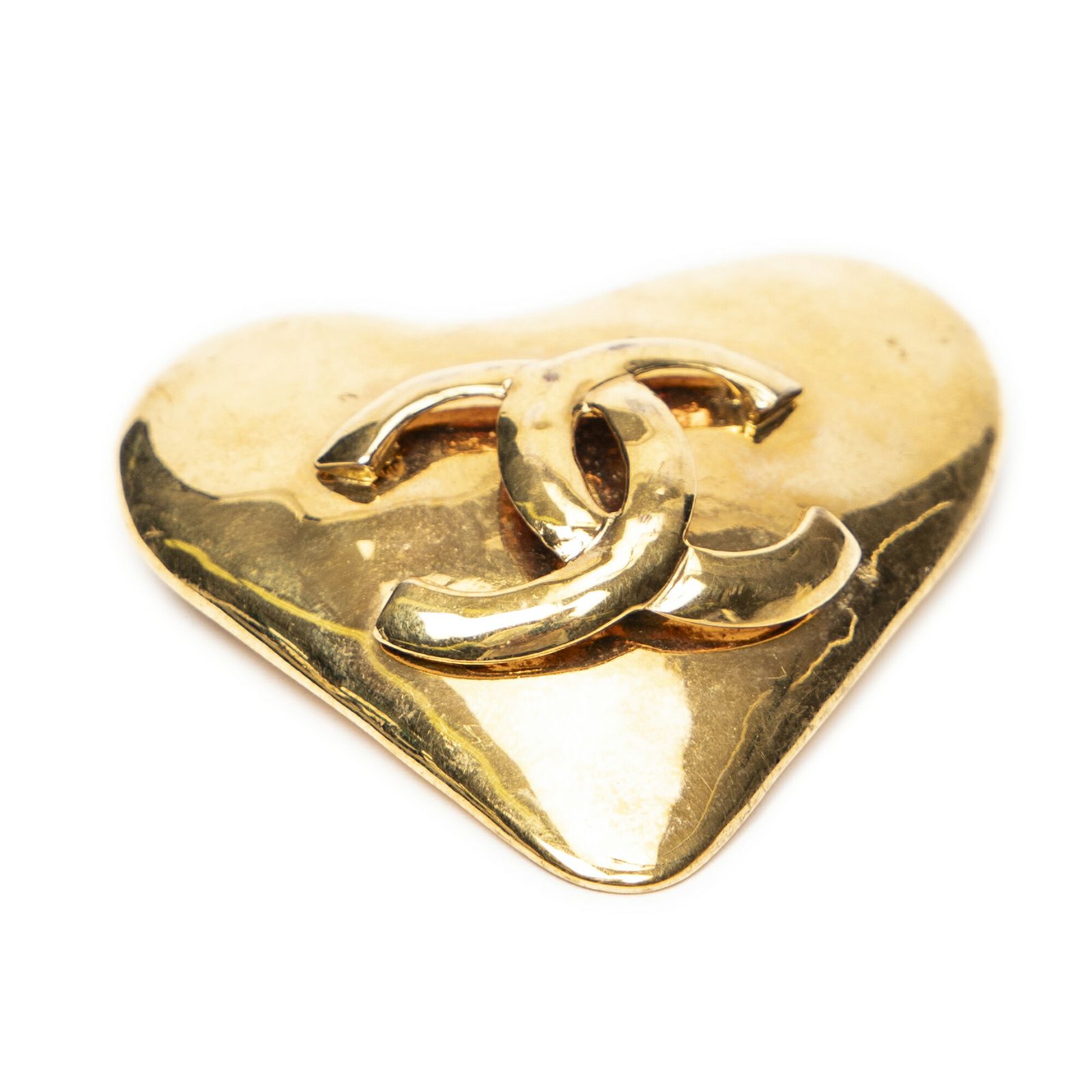 CHANEL シャネルCCハートブローチ金金メッキA