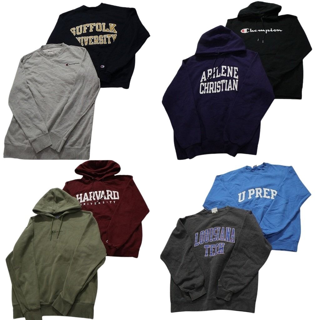 古着卸 まとめ売り チャンピオン Champion スウェット 8枚セット メンズ M アーチロゴ カレッジ風 フーディー 古着 NC3904