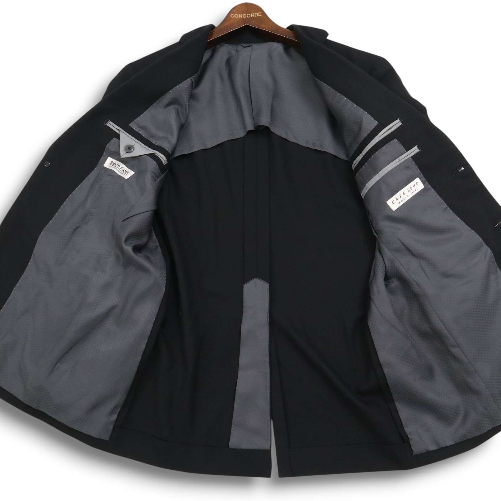 CAFE SOHO　サマースーツ　背抜き　2B　ダークグレー　AB5　M相当 CAFE SOHO サマースーツ 背抜き 2B ダークグレー AB5 M相当