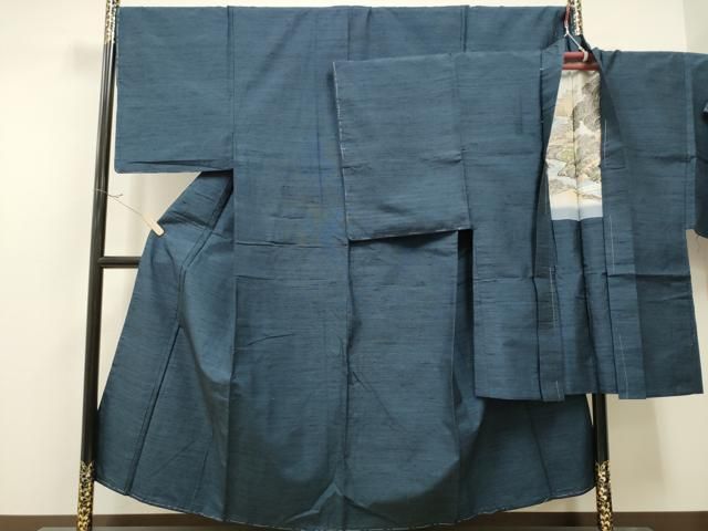 平和屋着物●男性 紬 アンサンブル 霞文 正絹 CAAR7832hy