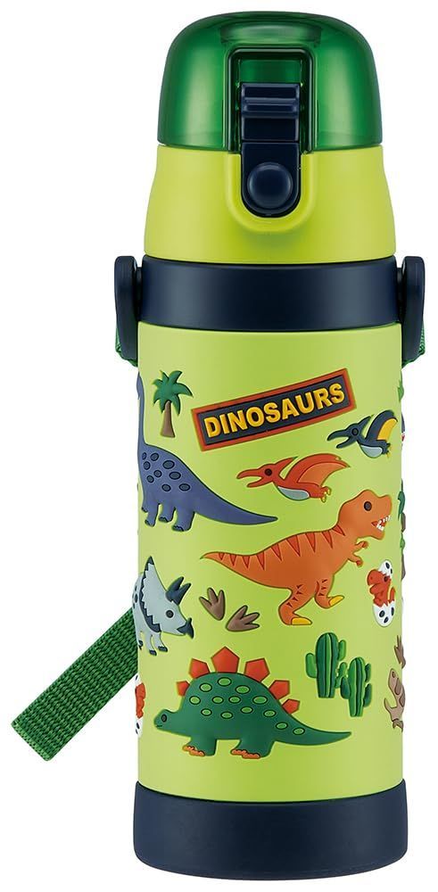 【特価】スケーター(Skater) 子供用 ステンレス 水筒 直飲み 480ml ディノザウルス 子供に優しい軽量タイプ 男の子 保冷専用 恐竜 3D立体プリントwaterbottle スポーツボトル かわいい キッズ 子供 
