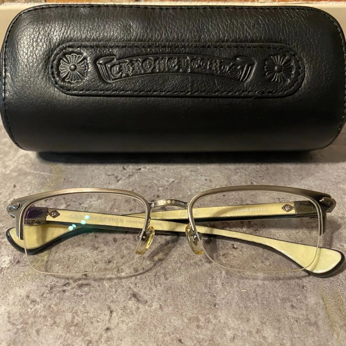 クロムハーツ CHROME HEARTS SUGAR WALLS ダテメガネ ホワイトエボニー 