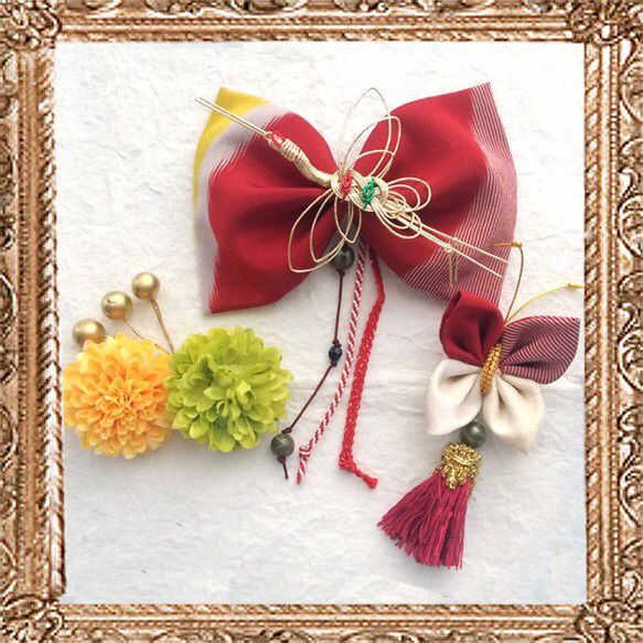 和装 結婚式 和婚 成人式 髪飾り ふわりひらり大人のチュールリボン