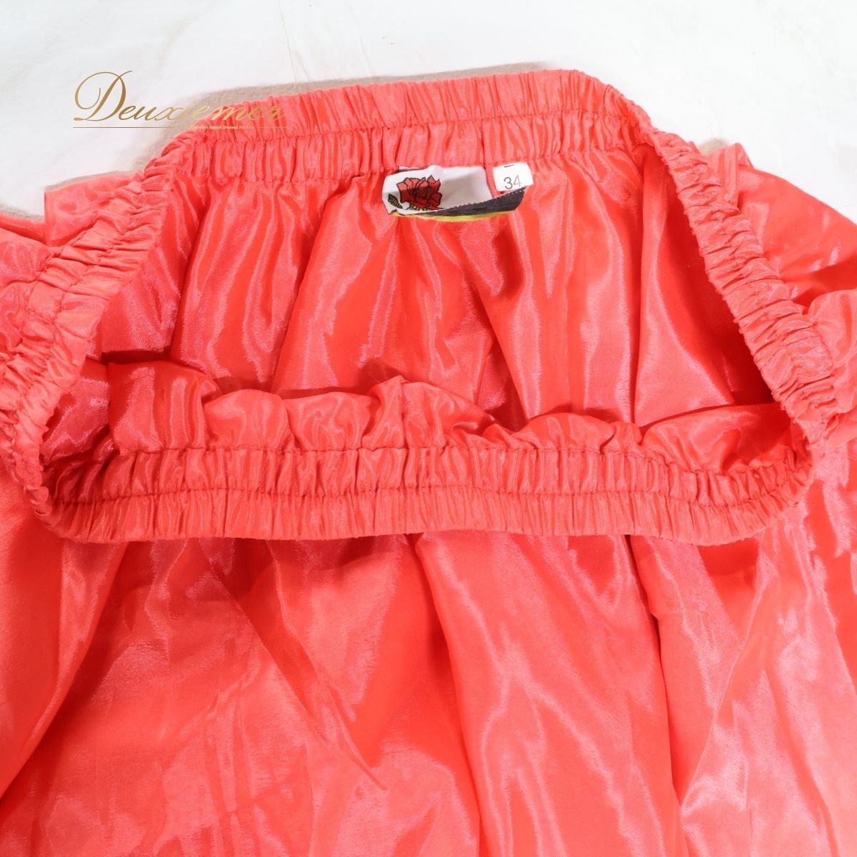 【ベリーダンス用衣装】オレンジピンク BANU ROSA ジプシースカート ロング 25ヤード 花柄 レース ボリューム フリル 光沢 裾 ベリーダンス用衣装】オレンジピンク BANU ROSA ジプシー