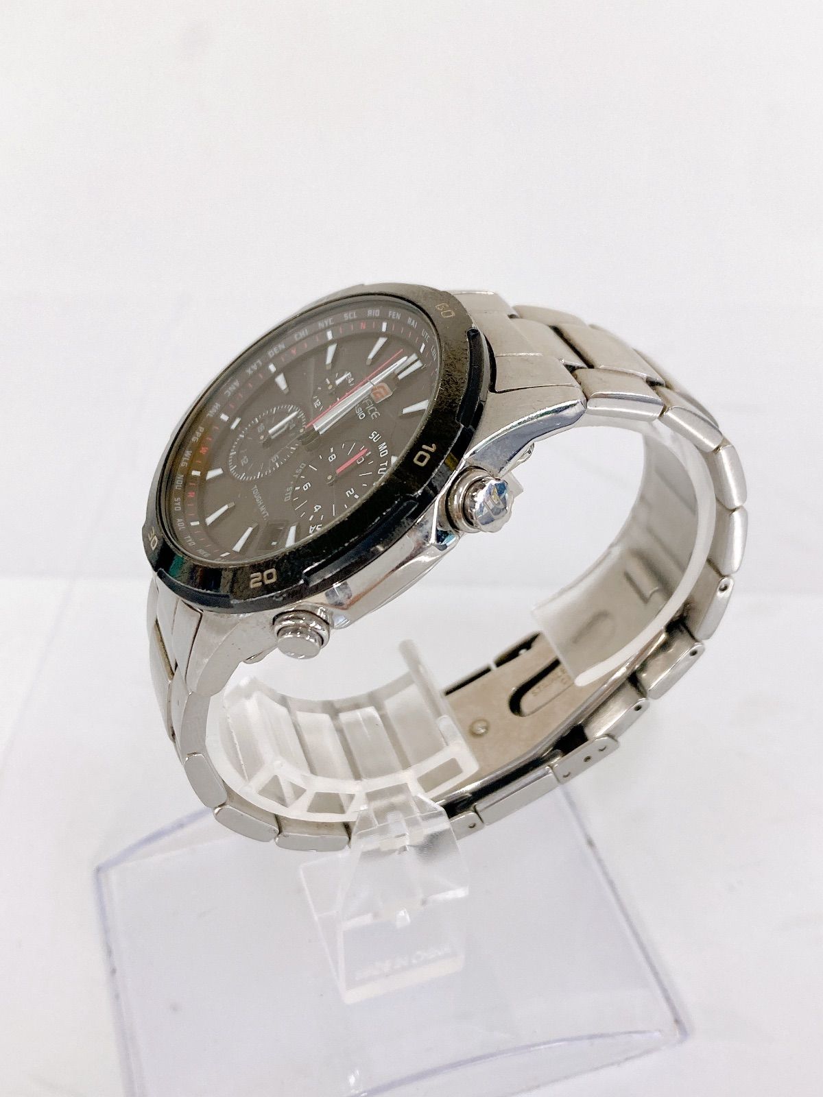 ％３ 不動品 CASIO EDIFICE ソーラー電波時計 EQW 560 DB 1 AJF ブラック カシオ エディフィス 時計