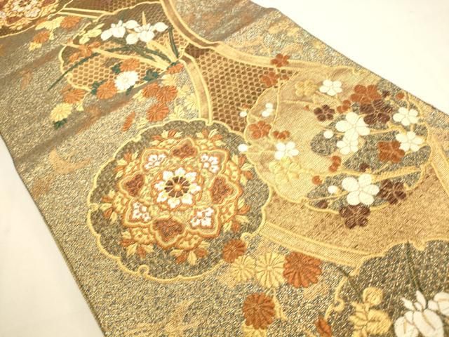 平和屋着物○六通柄袋帯 辻が花 金糸 正絹 逸品 CAAW1724ak