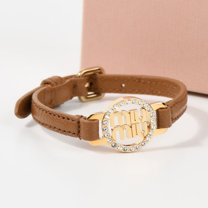 miu miuミュウミュウ　マドラスレザーブレスレット ブラック miu MIUMIU ミュウミュウ ブレスレット 5IB400 034 レディース
