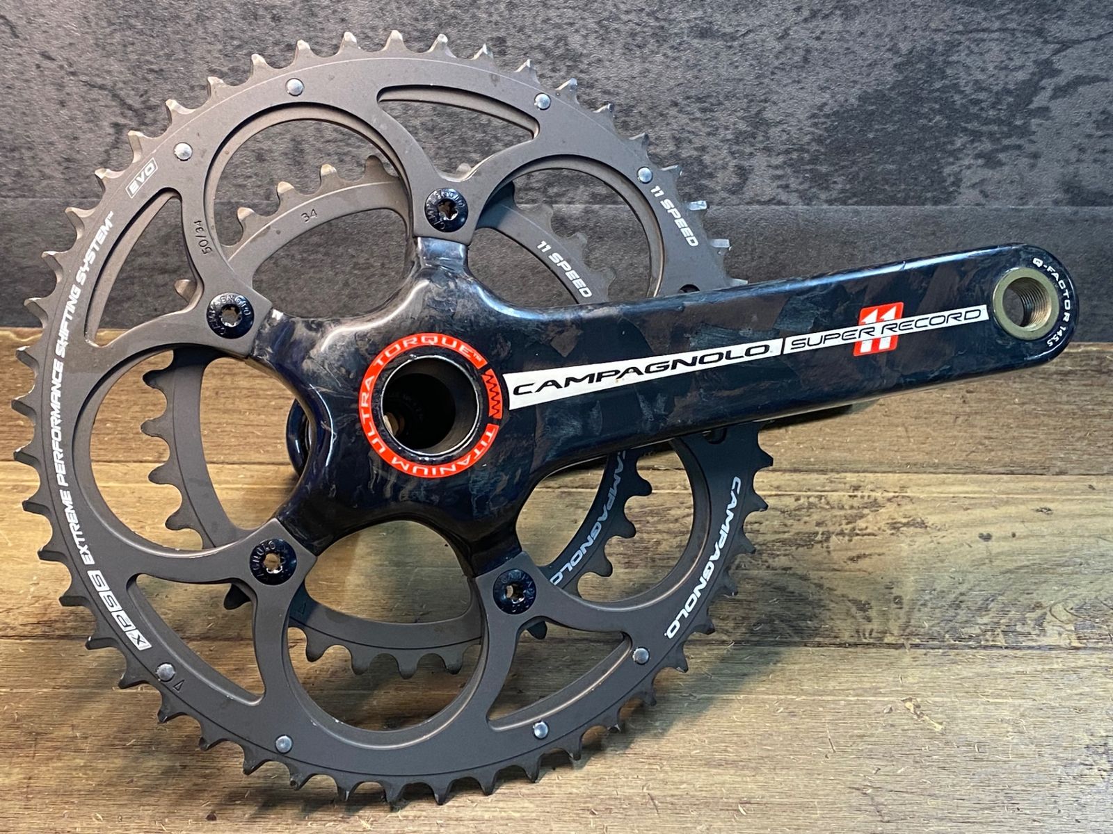 JJ135 カンパニョーロ CAMPAGNOLO スーパーレコード SUPERRECORD クランクセット 11S 前期型 5アーム 170mm 50|34T
