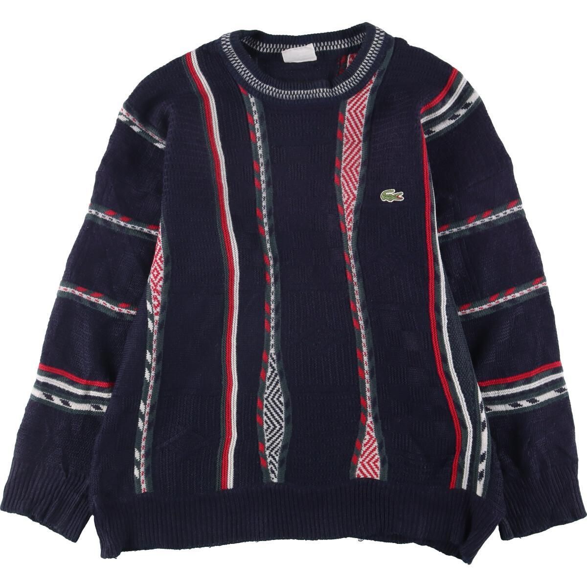 古着 80年代 ラコステ LACOSTE マルチストライプ ウール×アクリルニットセーター 5 メンズM ヴィンテージ/eaa312907