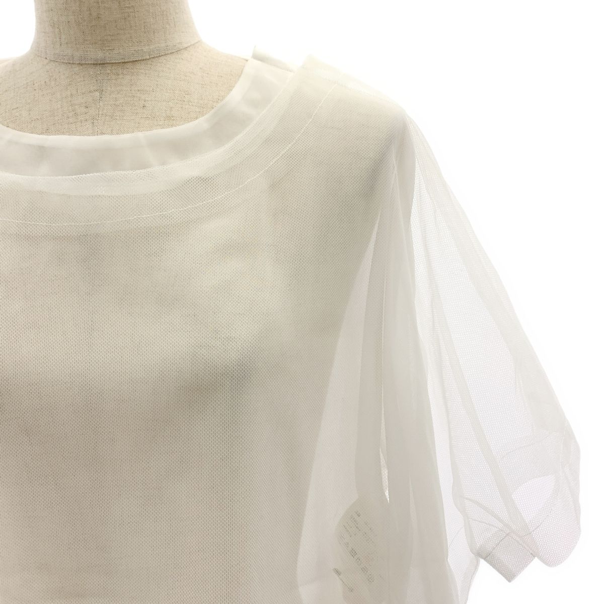 【美品】  COMME des GARCONS / コムデギャルソン | 2022SS | ポリエステル チュール レイヤード バックジップ ブラウス | S | ホワイト | レディース 美品】 COMME des GARCONS / コムデギャルソン | 2022SS