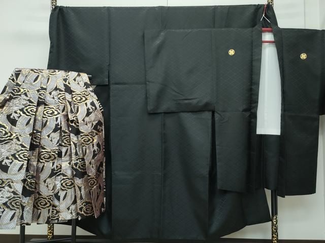 平和屋着物 上 男性 色無地 紋付き羽織 行灯袴セット キングサイズ 黒地 舞台衣装 成人式 洗える着物 CZAA3674s5