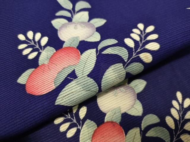 平和屋着物＊夏物 小紋 絽 型染め 亀甲草花文 正絹 逸品 AABA6531jd