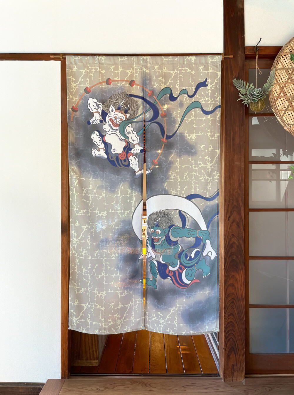 創作和風本縫いのれん85センチ×150センチ風神雷神cos-99834 - メルカリ