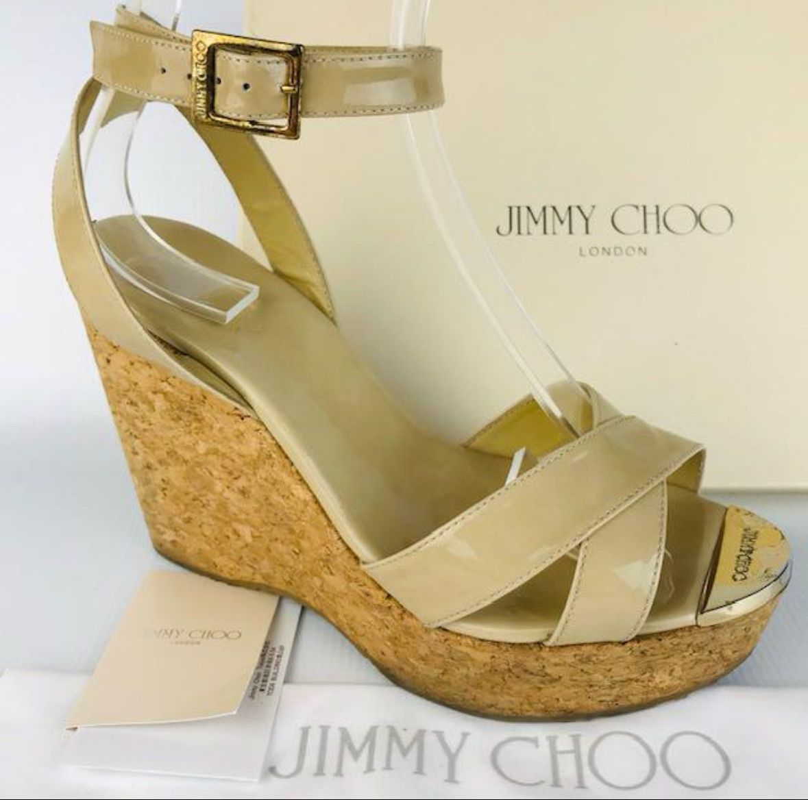 良品☆JIMMY CHOO・ジミーチュウ レディース パテントレザー アンクル  