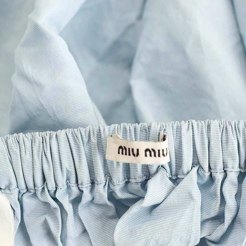 ミュウミュウ miumiu ギャザースカート ミニ 38 ライトブルー