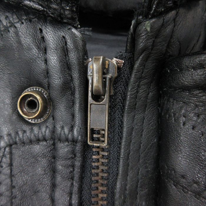 XL/古着 長袖 レザー ジャケット メンズ パッチワーク 大きいサイズ 黒
