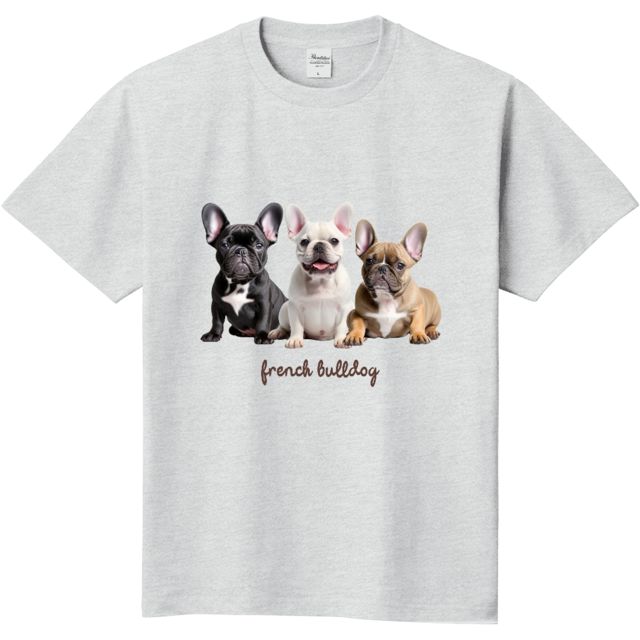 ディースクエアード☆グレー　Tシャツ　犬　フレンチブルドッグ フレンチブルドッグ 動物・生き物 Tシャツ グレー : うえきたや