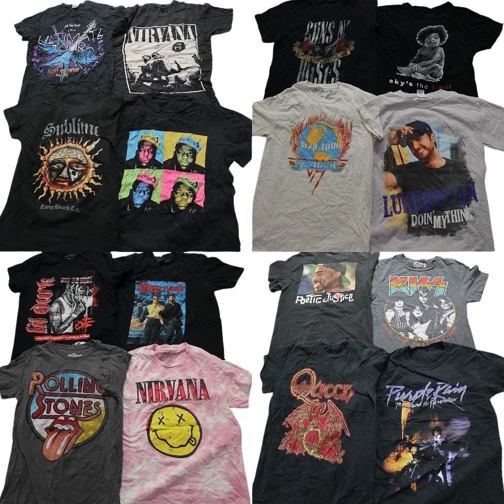 古着卸 まとめ売り 音楽・バンド 半袖Tシャツ 16枚セット (メンズ S  