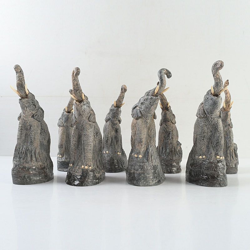 中国 水牛の角彫刻 象 置物 8点まとめて Z S30