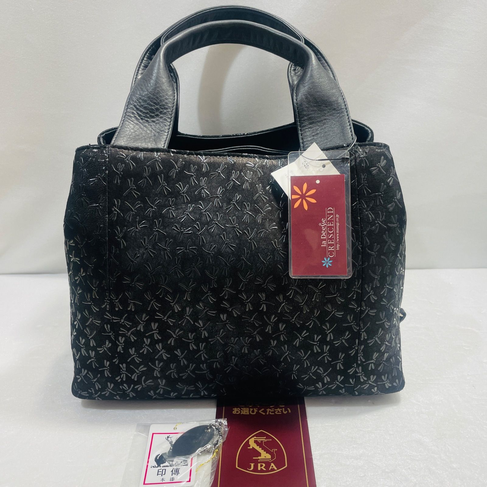 甲州印伝 印傳 和装バッグ　ハンドバッグ　JRAタグ　 トンボ　伝統工芸 甲州印伝 印傳 和装バッグ ハンドバッグ JRAタグ トンボ 伝統