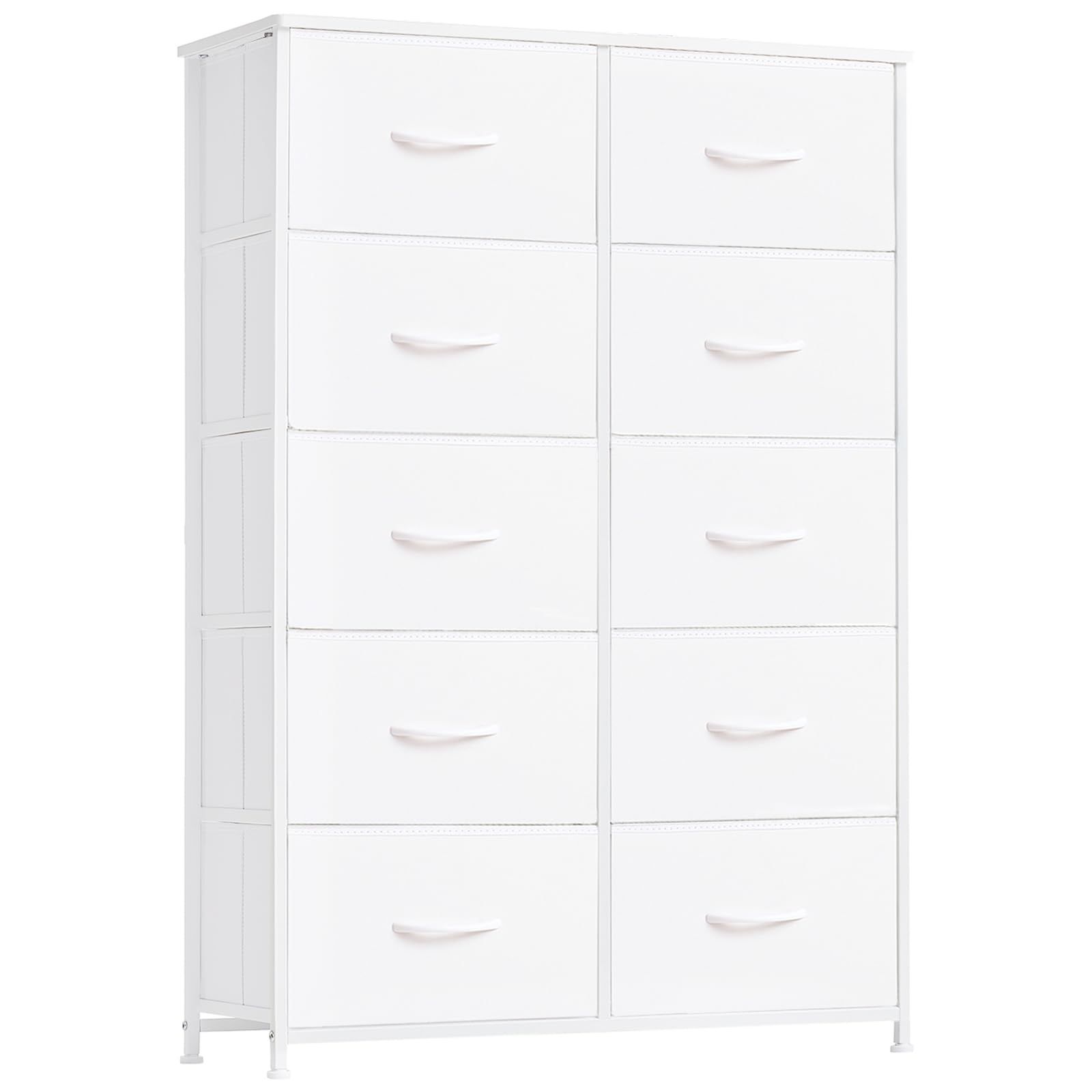 洋服ダンス おしゃれ 箪笥 布製 大容量 棚 たんす 幅80 引き出し 奥行30 高さ115 チェスト 衣類 ワイド 収納 リビング 転倒防止 タンス 一人暮らし 5段10杯 Somdot 白