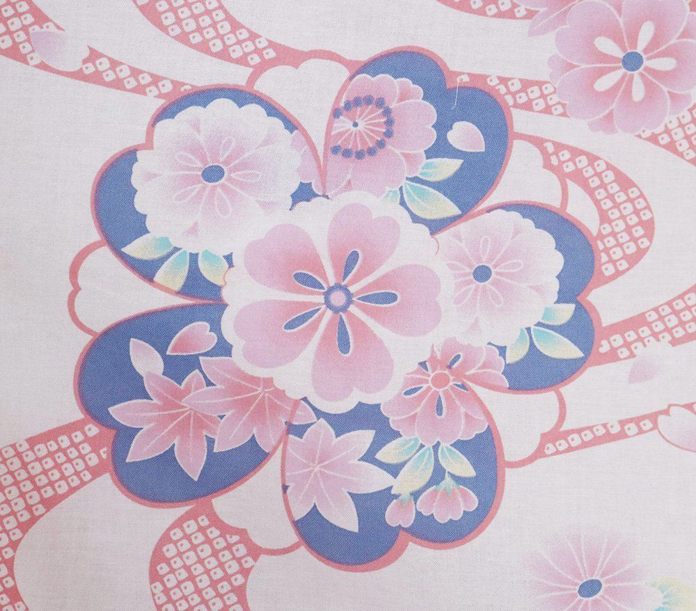 婦人用 浴衣 綿 白 青グレー ピンク 桜文 桜 紅葉 菊 LY3050 新品 フリーサイズ 夏着物 レディース ギフト 6月7月8月9月シーズン 送料込み