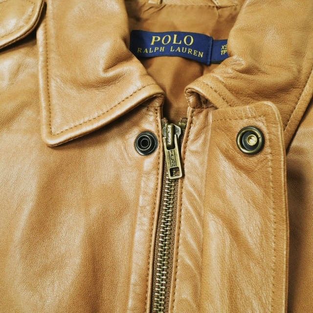【最終価格】ポロラルフローレン ライダースジャケット XS キャメル 革ジャン 中古・古着通販】POLO RALPH LAUREN (ポロ・ラルフローレン