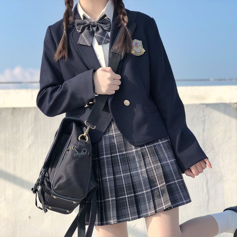 女子高生 制服 リボン ブレザー スカート チェック セット 学生 スクール コスプレ ファッション レディース ブラッククイーン女子高生 制服 高校制服 点セット 学生服 セーラー服 制服 ジャケット お揃い 卒業式スーツHZQ5396