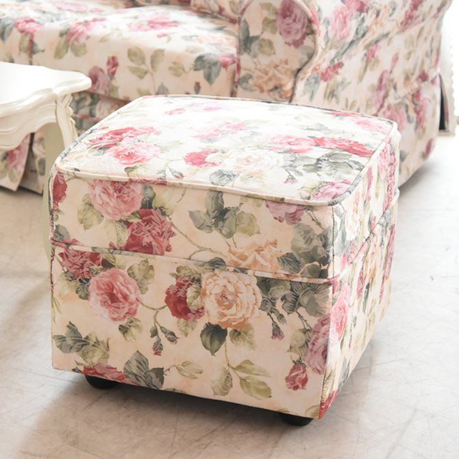 オットマン スツール 薔薇 エレガント 花柄 ファブリック 腰掛け ドマーニ エレガント ヨーロピアン 北欧 4004