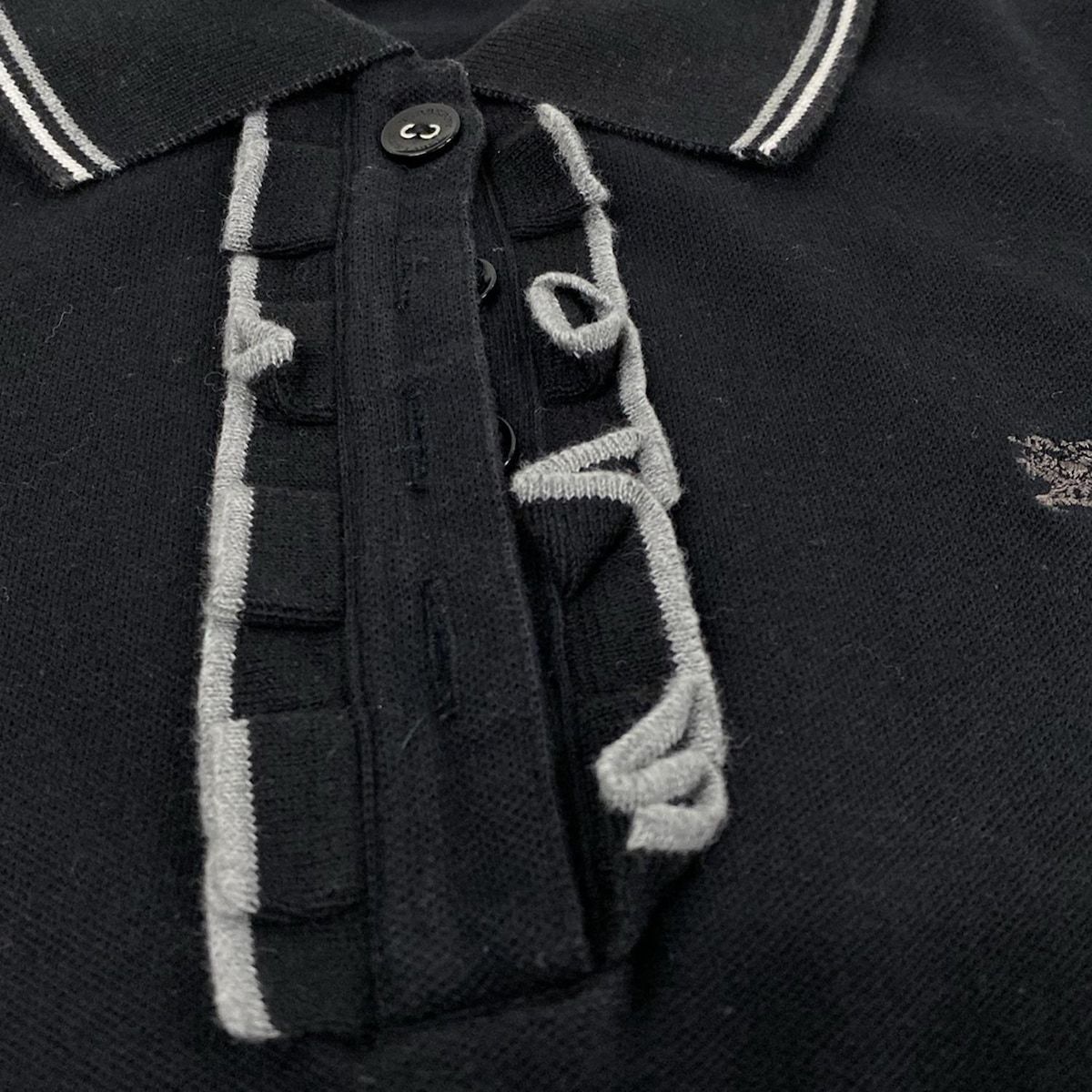  Burberry Blue Label バーバリーブルーレーベル 半袖ポロシャツ サイズ38 M レディース - 黒 フリル 半袖 ポロシャツ