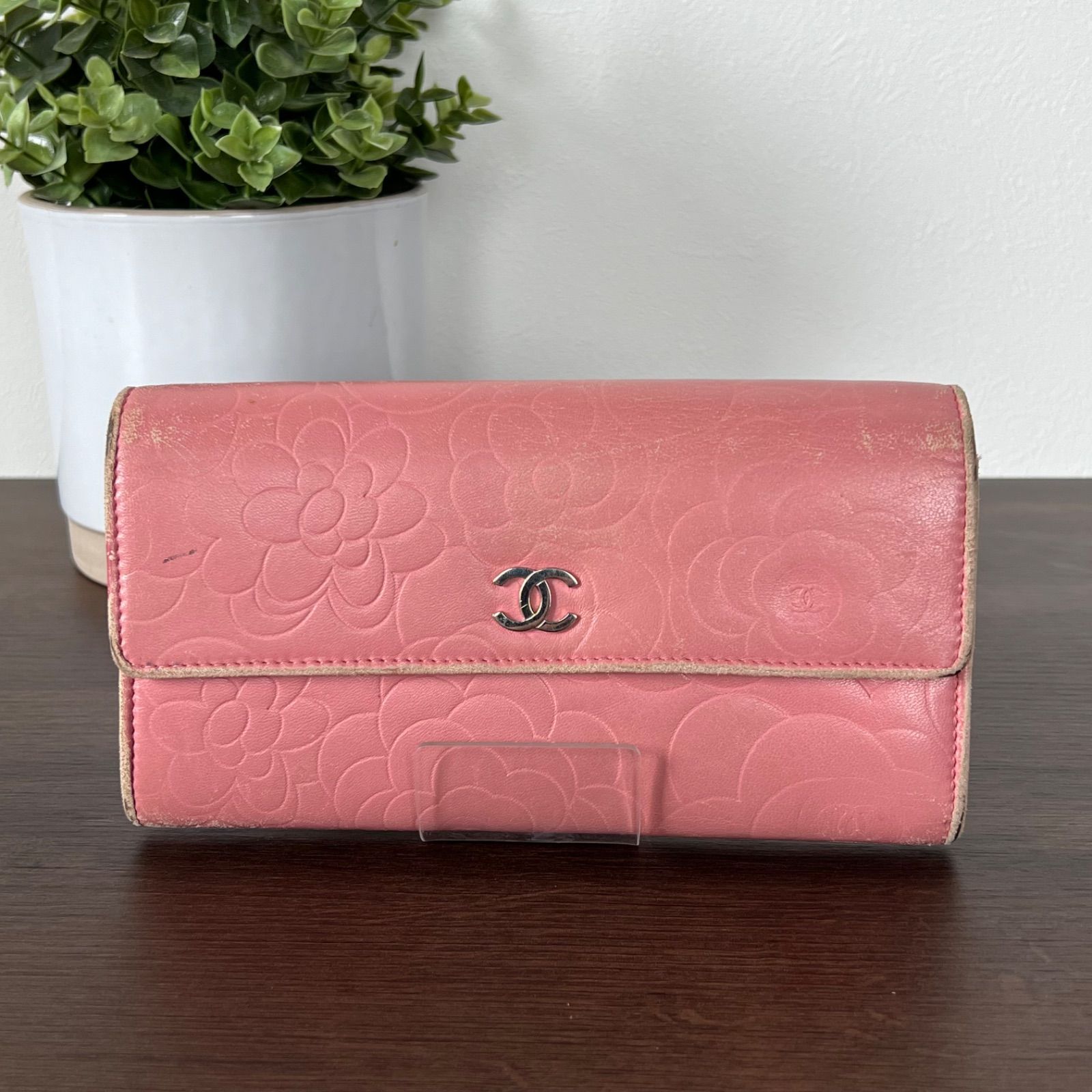 CHANEL カメリアピンク 二つ折り長財布 CHANEL カメリア 長財布 二つ折り ピンク