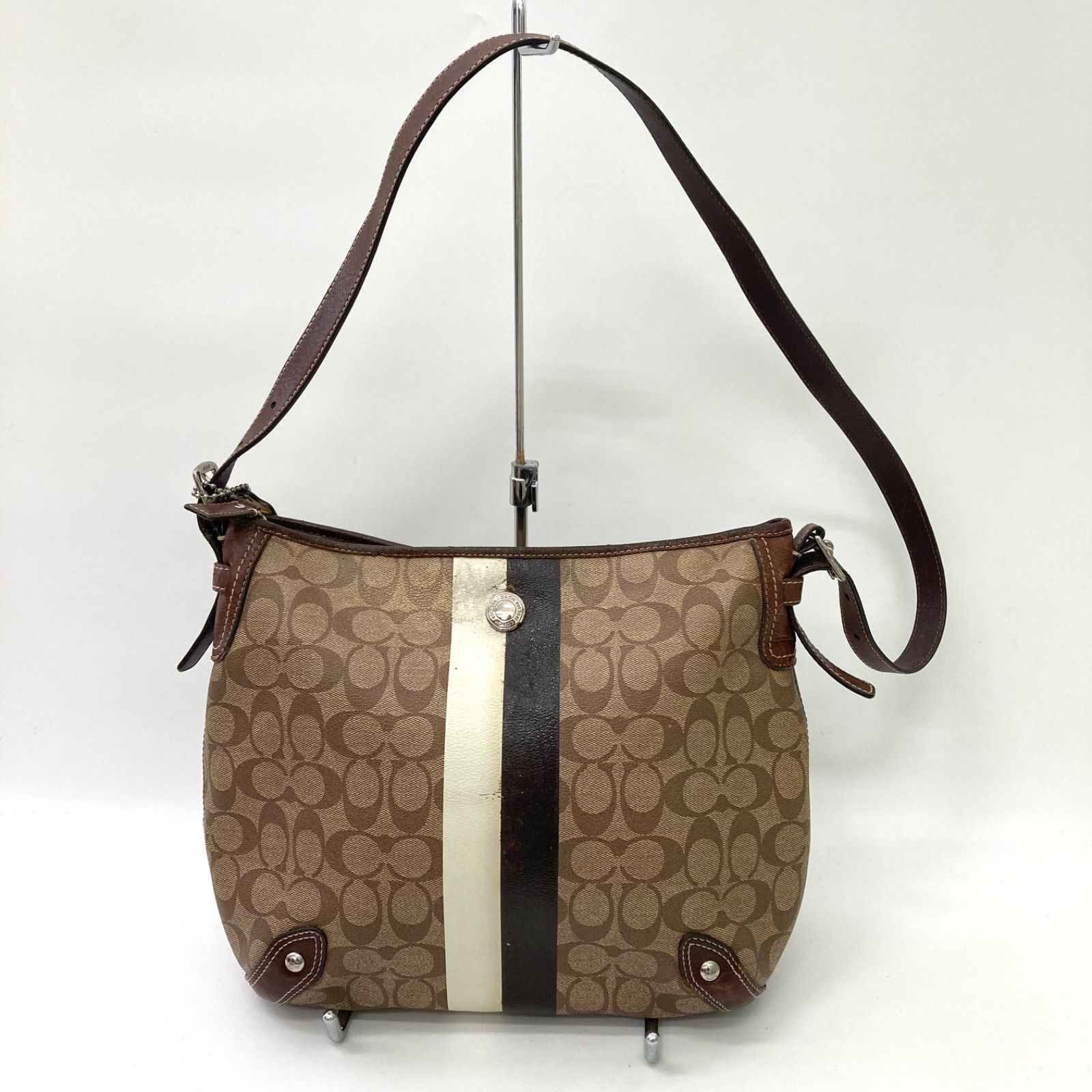 COACH】コーチ ショルダーバッグ シグネチャー ブラウン イエロー 