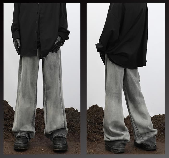 ダメージ加工 人気ワイドデニムパンツ パンツ カジュアル ストリート G【0917】