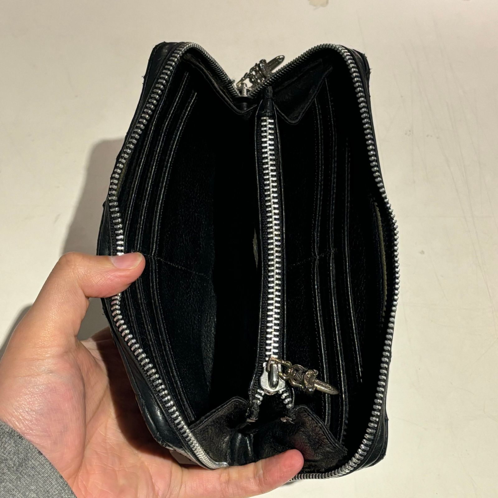 Chrome Hearts クロムハーツ キルティング財布 長財布 ブラック レザー
