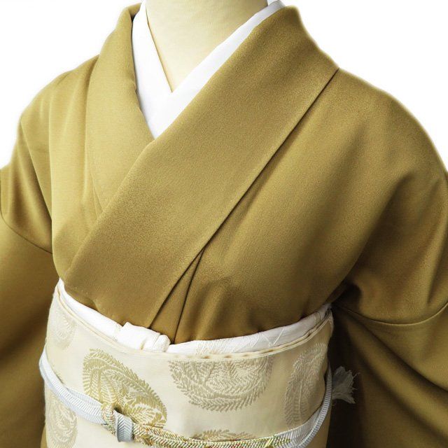 寿光織 色留袖＊袷着物 長尺トールサイズ 源氏 背紋有 灰青 正絹 25H42