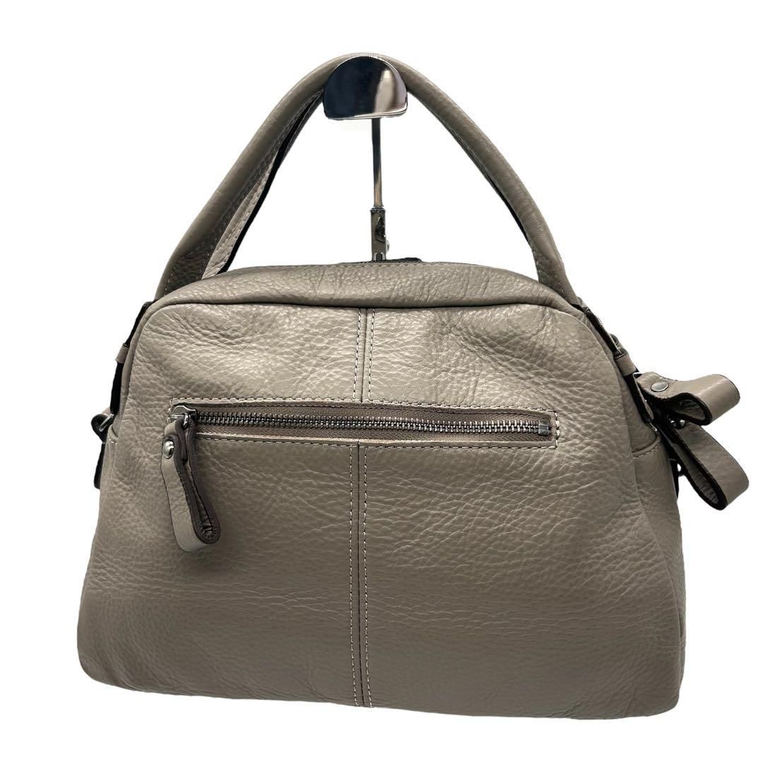 良品 1092 ヘイニ ロシェ ハンドバッグ 2way シボ革 グレージュ