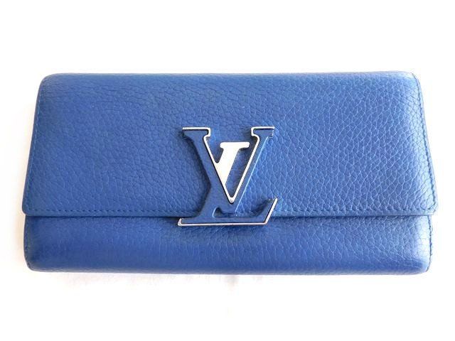 ルイヴィトン □M41970 MI1136 ポルトフォイユ カプシーヌ ブルー