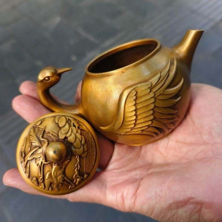 銅製 竹の子壺 竹節壺 茶壺 茶道具 装飾品 工芸品 美術品 銅器 鳳凰鶴茶壺 酒壺 茶器 装飾品 工芸品 置物 - メルカリ