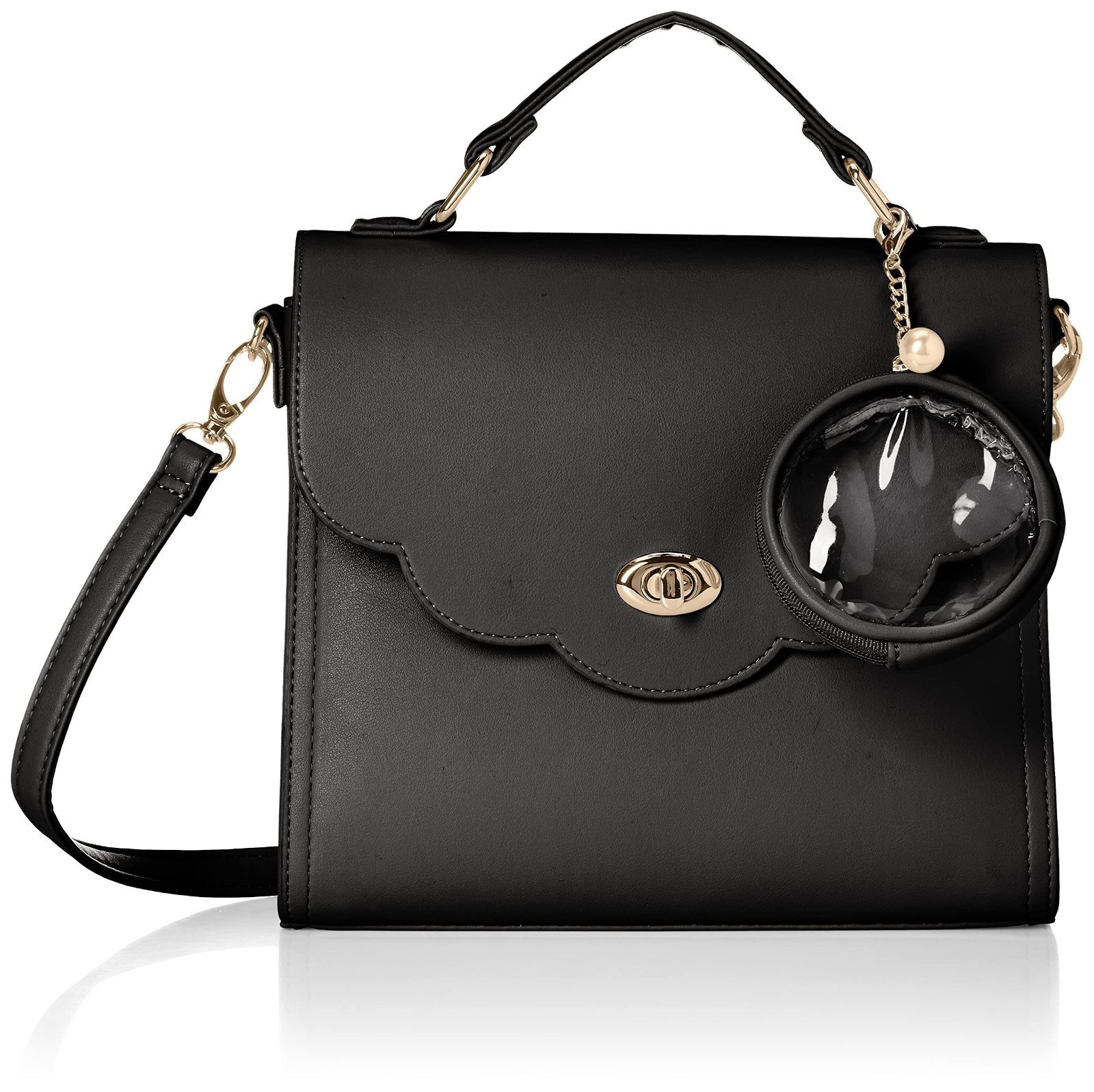 Size F_Color ブラック ウィゴー 2WAY スカラップ ショルダーバッグ 痛バ クリアバッグ 痛バッグ デコバッグ バッグ 鞄 推し活 推し活グッズ 推し活バッグ ライブ イベント お出かけ 普段使い デイリー ガーリー 韓国 春 夏 秋 冬