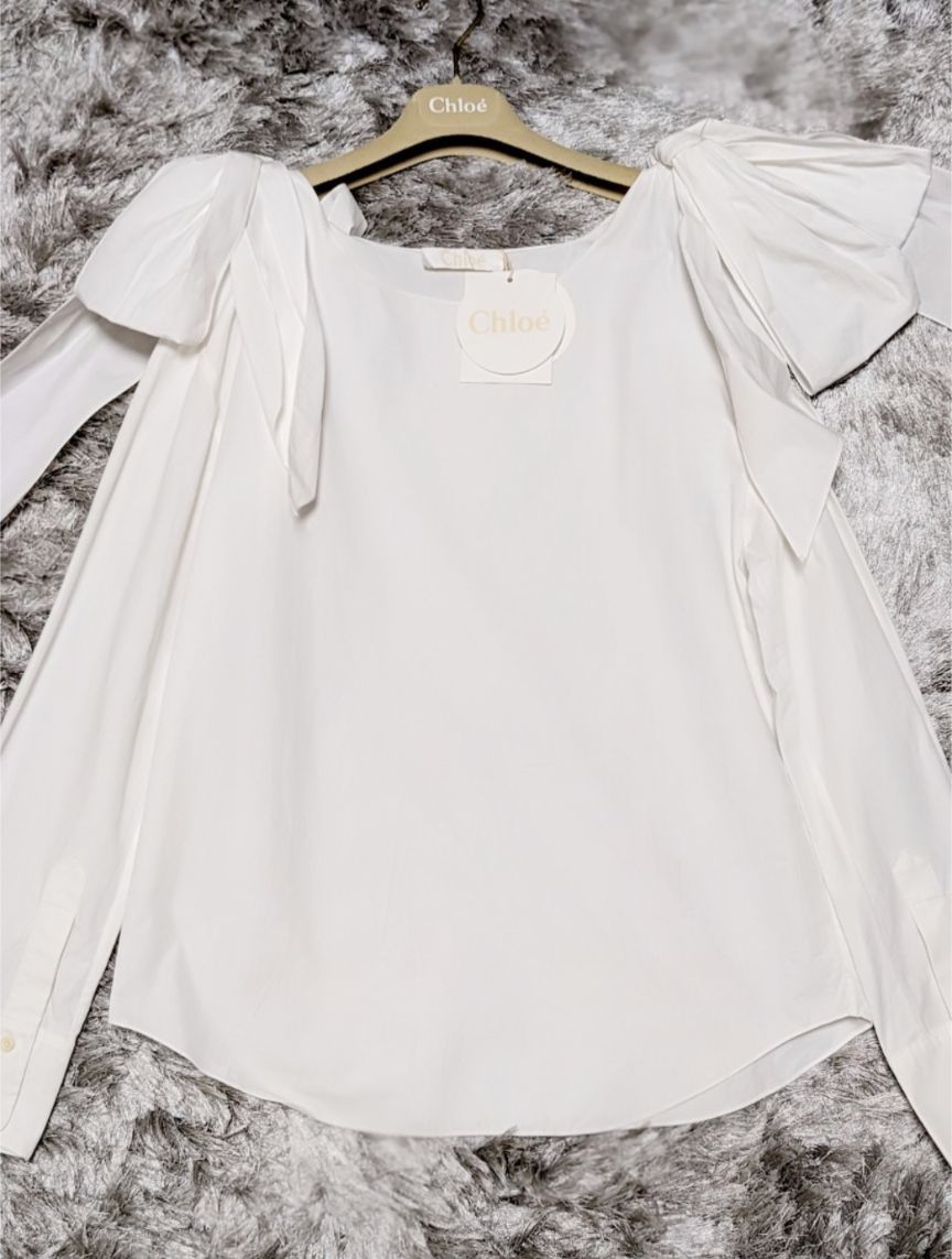 98%OFF【タグ付き新品未使用品】Chloe りぼんブラウス ホワイト - メルカリ