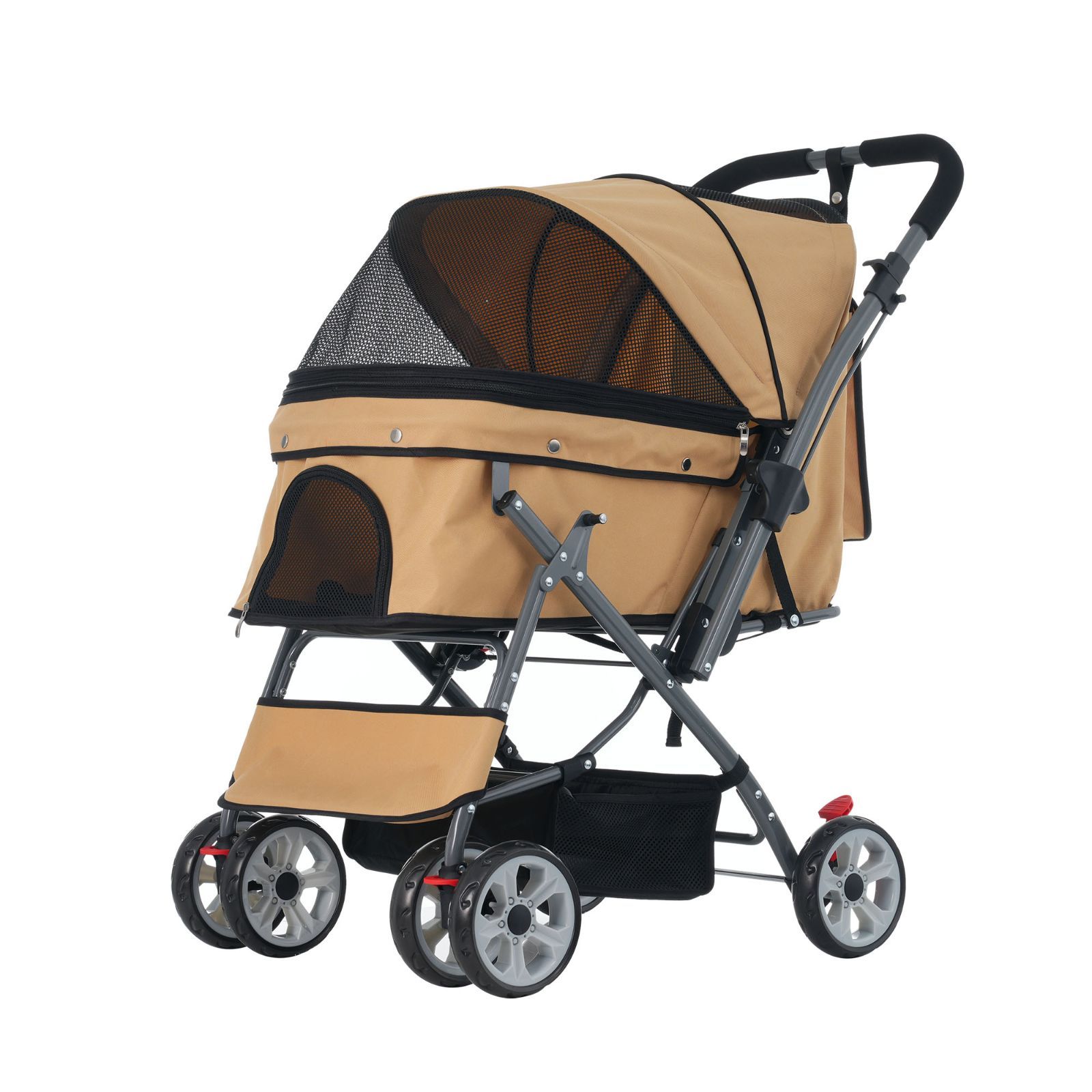 5%割クーポンあり ペットカート レモンイエロー 対面式 折りたたみ 多頭 中型犬 小型犬 猫 2way 軽量 組立簡単 工具不要 介護用 ドッグカート ペットバギー 犬 猫 動物 ペット用品 レッド