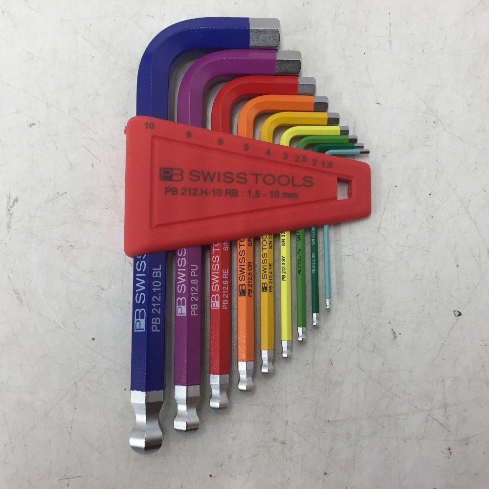 PB SWISS TOOLS ボール付レインボーレンチセット L型六角棒レンチ 9本組 ホルダー付 PB 212 H RB