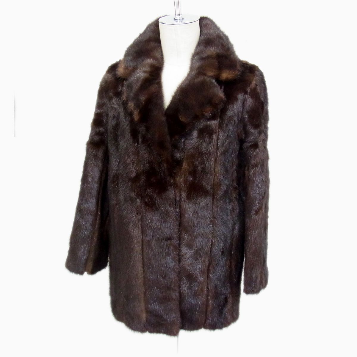 美品【 nakamura fur 】高級毛皮 ダークミンク ハーフコート 72